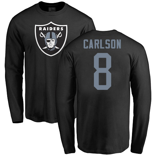 Men Oakland Raiders Olive Daniel Carlson Name and Number Logo NFL Football #8 Long Sleeve T Shirt->women nfl jersey->Women Jersey